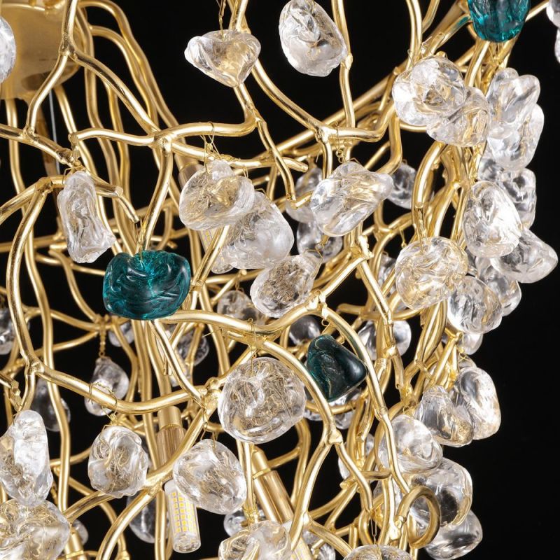 2022 Artist Modern Decorative Chandelier Lighting Copper Branch High Class Crystal Lamp Water Pendant Light Home Villa Lamp