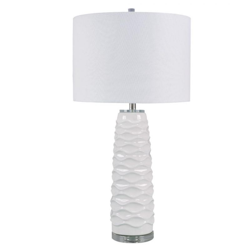 High Quality Hotel White Ceramic Crstal Base Bedside Table Lamp LED Lamp Desk Lamp for Living