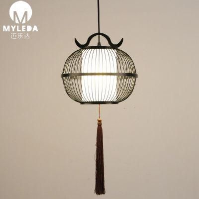 Modern Style Wooden Cage Pendant Wooden LED E27 Bulb Pendant Lights for Home Dining Room Kitchen Coffee Bar Living Room