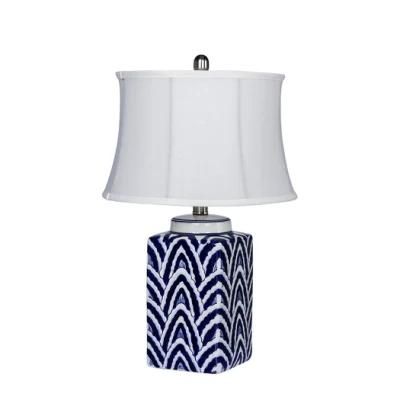 Hotel Modern Chinese Style Table Lamps High Quality Nordic Bedroom Decorative Blue Ceramic Table Lamp Porcelain Blue and White
