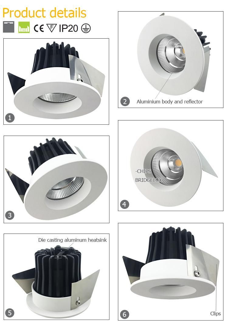 OEM Factory Mini 6.2W 554lm with 5years Warranty LED Recessed Spotlight Indoor Downlight