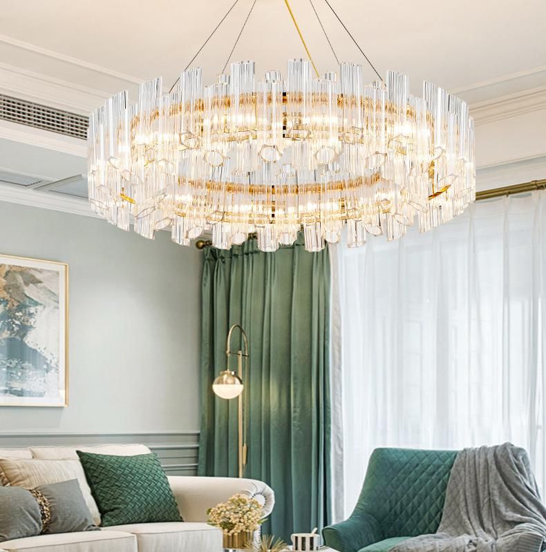 Post Modern Living Room Round Gold Pendant Light Chandelier, Alos Fit for Hotel Room