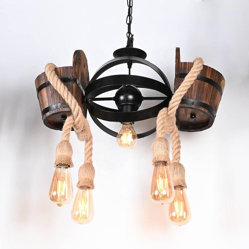 Retro Hemp Rope Light Pendant Lighting Industrial Light Restaurant Hotel Indoor Lighting