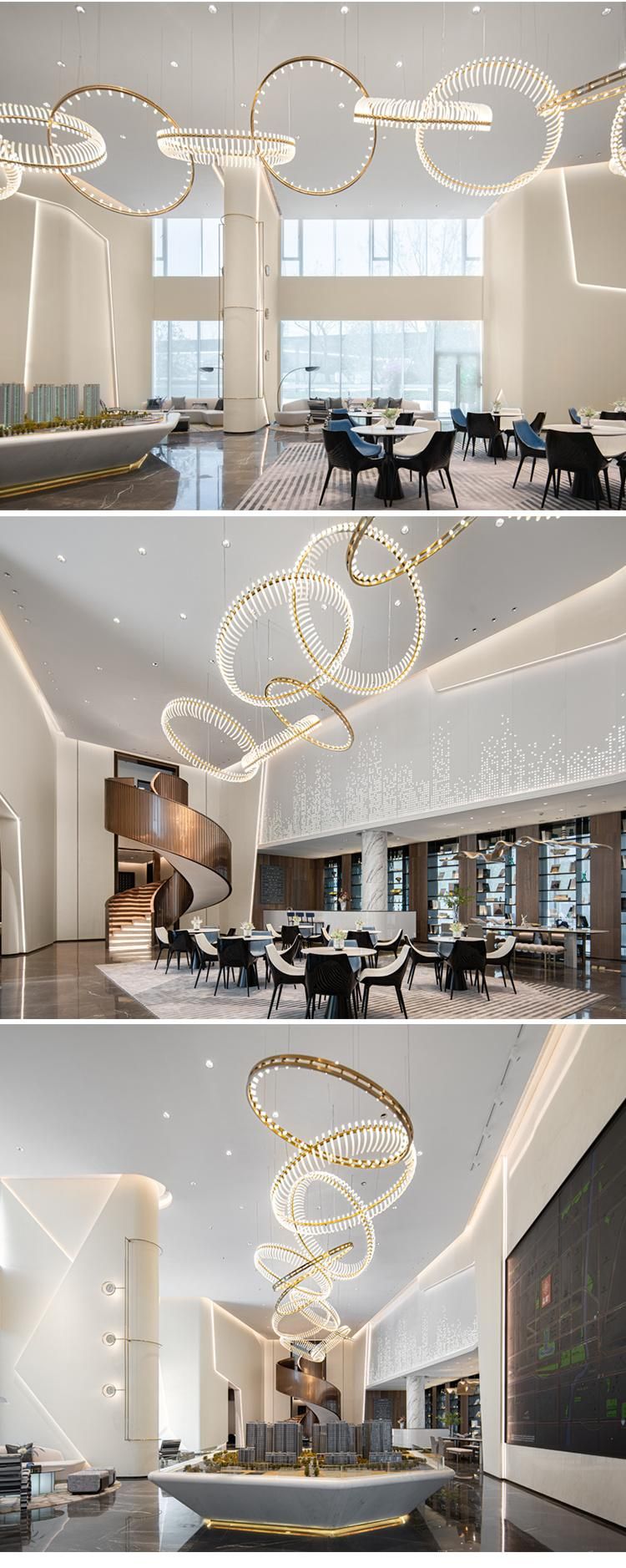New Design Decorative Commercial Center Hotel Staircase Custom LED Chandelier Lamp