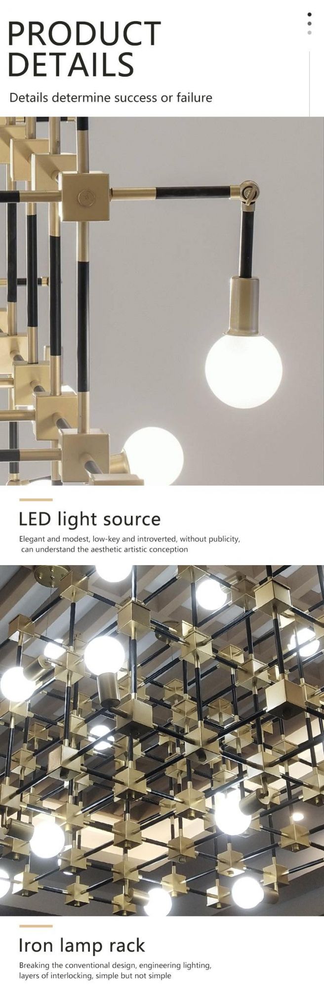 Modern Style Commercial Center Hotel Exhibition Hall Luxury Iron Custom Project LED Chandelier Lamp