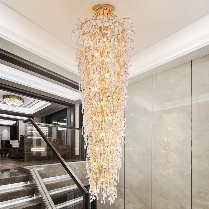 Villa Staircase Chandelier Revolving Staircase Light Crystal Large Chandelier