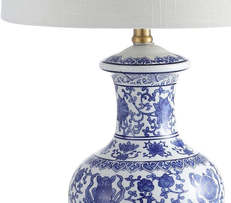 Ceramic/Metal LED Lamp Traditional, Transitional, Cottage for Bedroom, Living Room, Office, College Dorm, Coffee Table, Bookcase, Blue/White