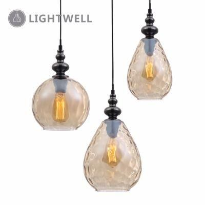Distinctive Indoor Water Wave Glass Lamp Copper Smoke Clear Pendant Lighting for Drink Shop