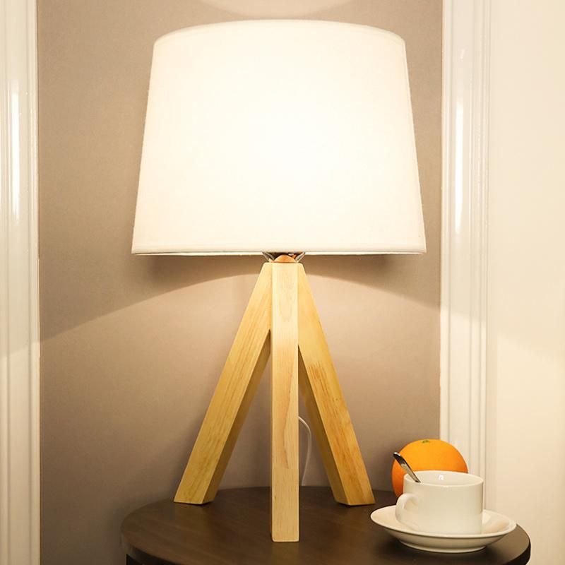 Vintage Wooden Design Bedside Lamp Reading Light Table Lamps Bulb