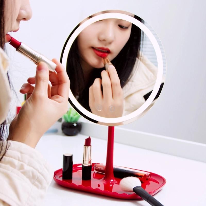 Rechargeable Makeup Mirror with 5X Magnifying Mirror LED Light up Cosmetic Mirror with Touch Screen and Night Light