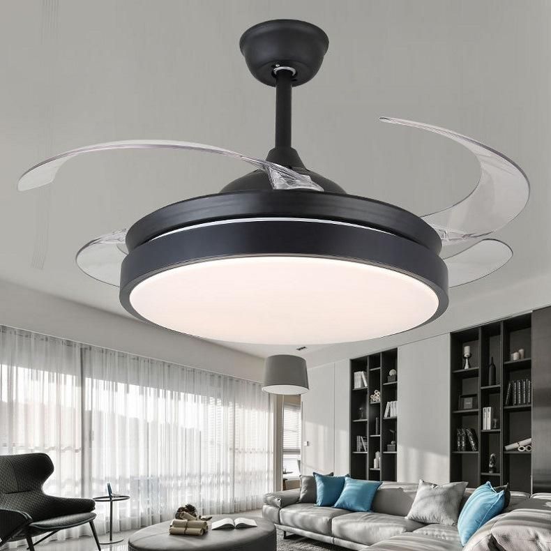 42 Inch Modern Simple Style Fan Light Retractable Blade Ceiling with Remote Control LED Light