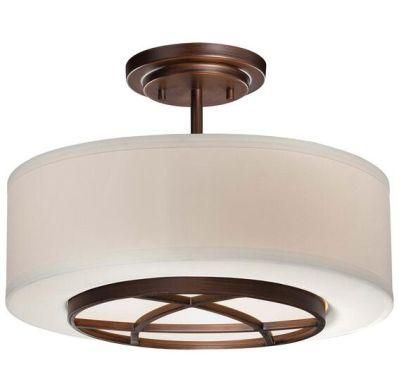 Three Light Semi Flush Ceiling Lamp - Bronze