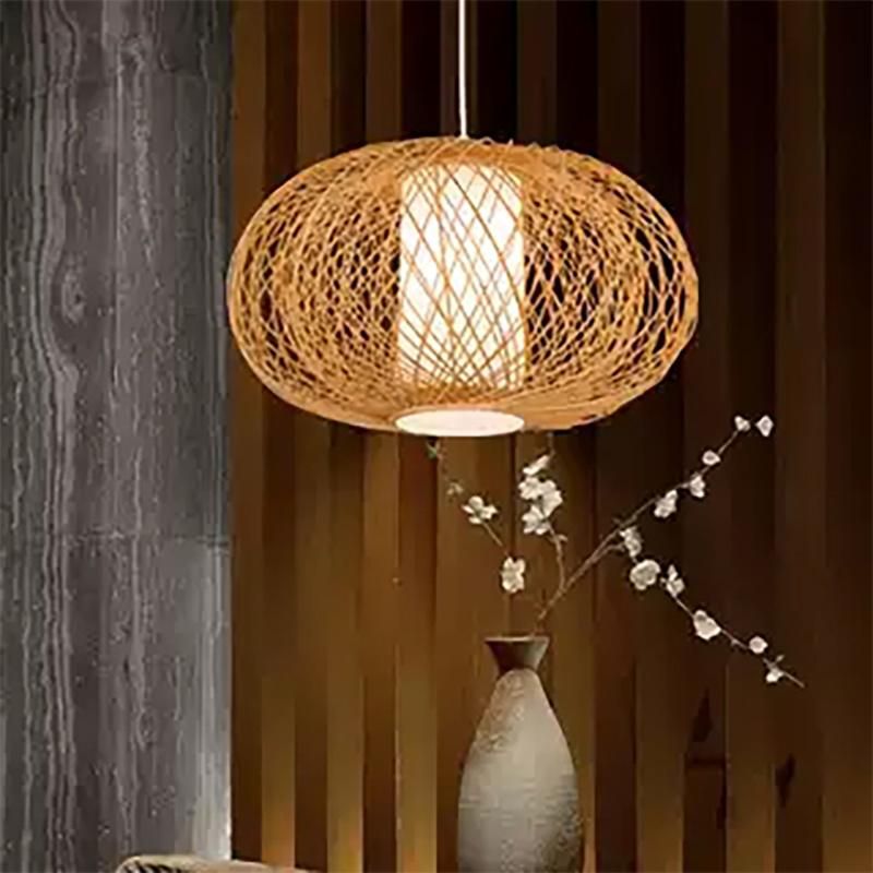 Rattan Chandelier Dining Room Lamps Bedroom Pendant Woven Lamps