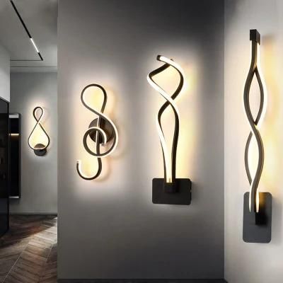 Modern Minimalist Wall Lamps Living Room Bedroom Bedside Luster AC90V-260V LED Indoor Black White Lamp Aisle Lighting Decoration