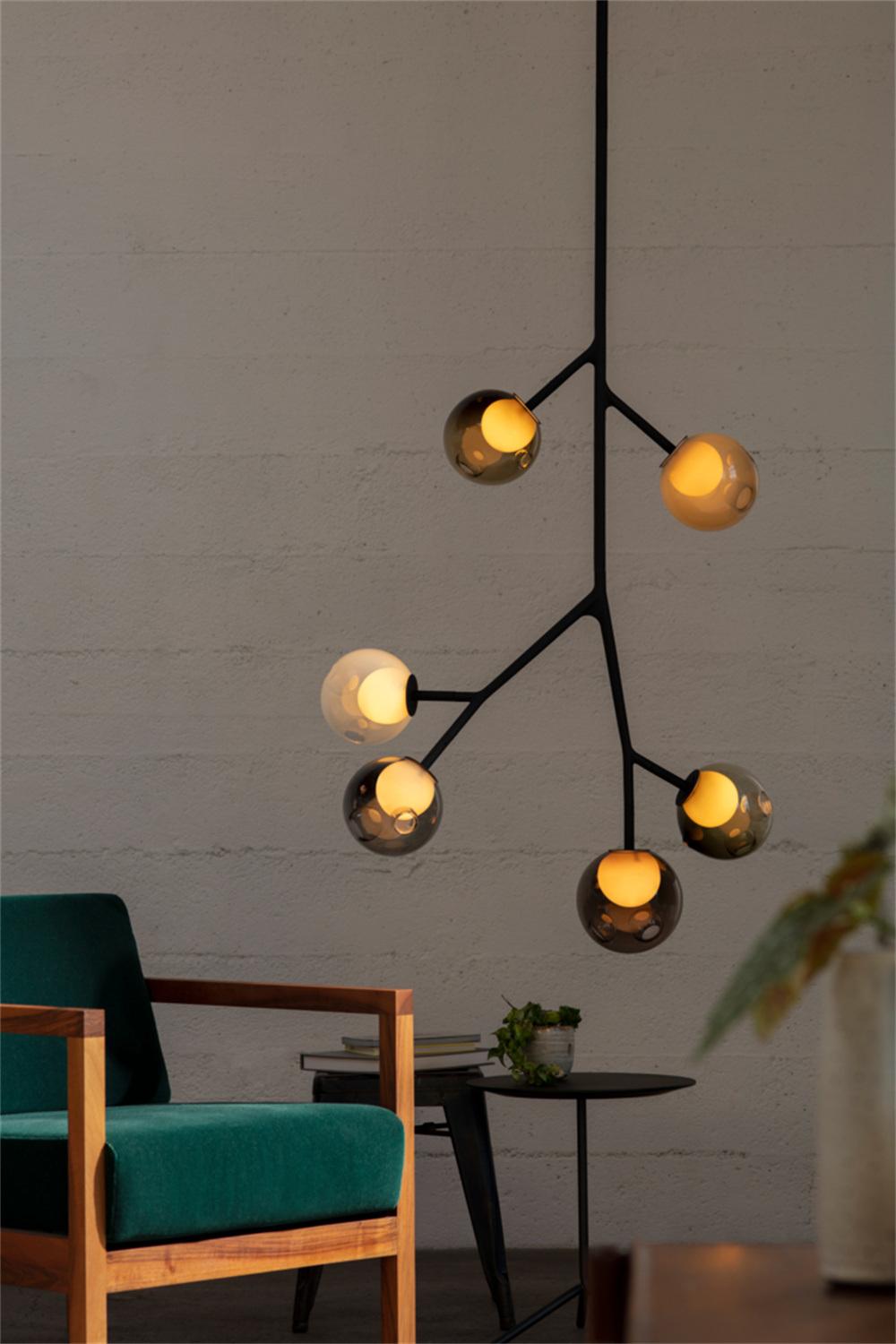 2022 Nordic Style Colorful Glass Ball Lamp Designer Lights for Ceiling Adjustable Shape Chandelier