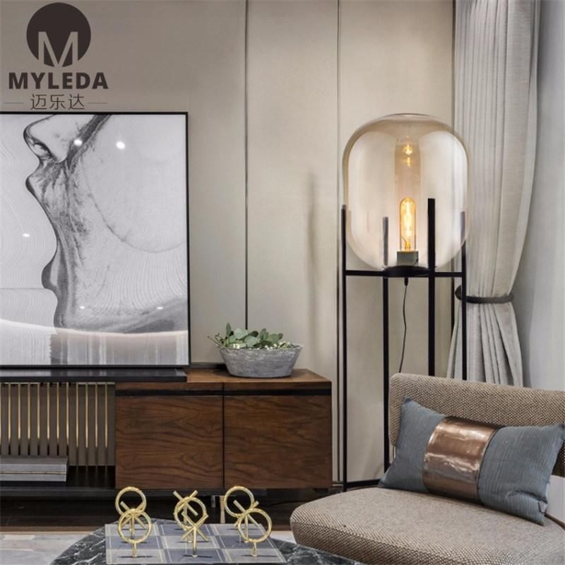 Indoor Modern Decoration Hotel Project Environment Glass Standing Floor Lamp