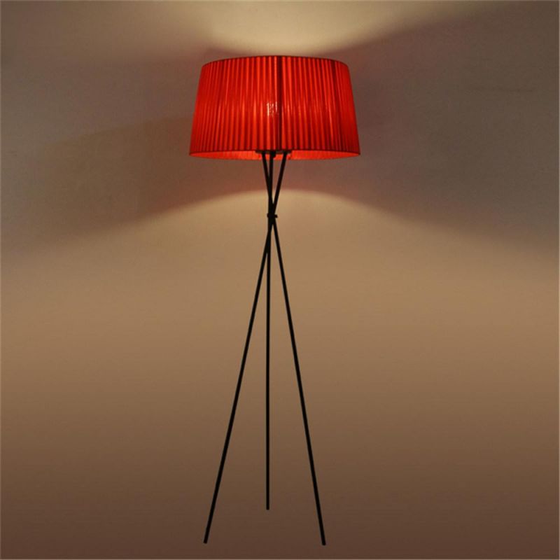 Modern Home Deco Luminaria Iron Tripod Fabric Lampshade Simple Standing Lamp Floor Light
