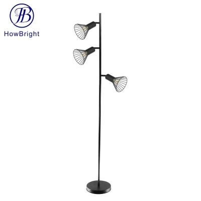 Industrial Black 3 Lights Floor Standing Decorative Lamp Rotatable Modern Metal for Living Room, Reading Room Floor Lamp