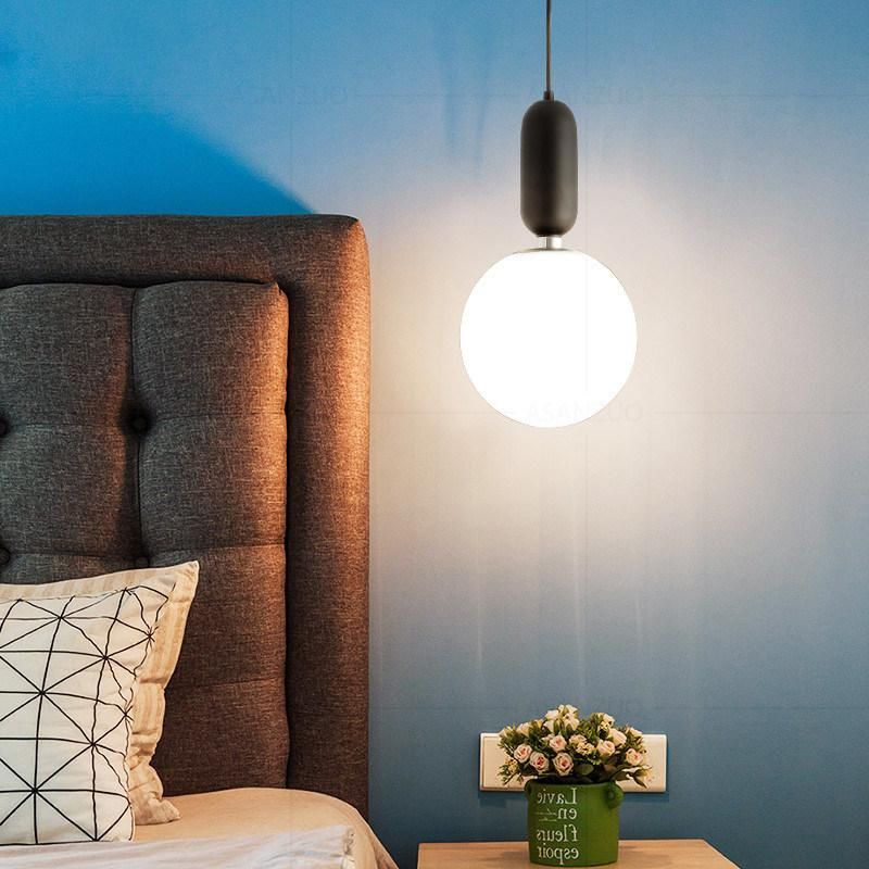 Nordic Creative Single Head Glass Ball Pendant Lamp Bedroom Bedside Lamp Simple Living Room Suspension Lamp (WH-AP-230)