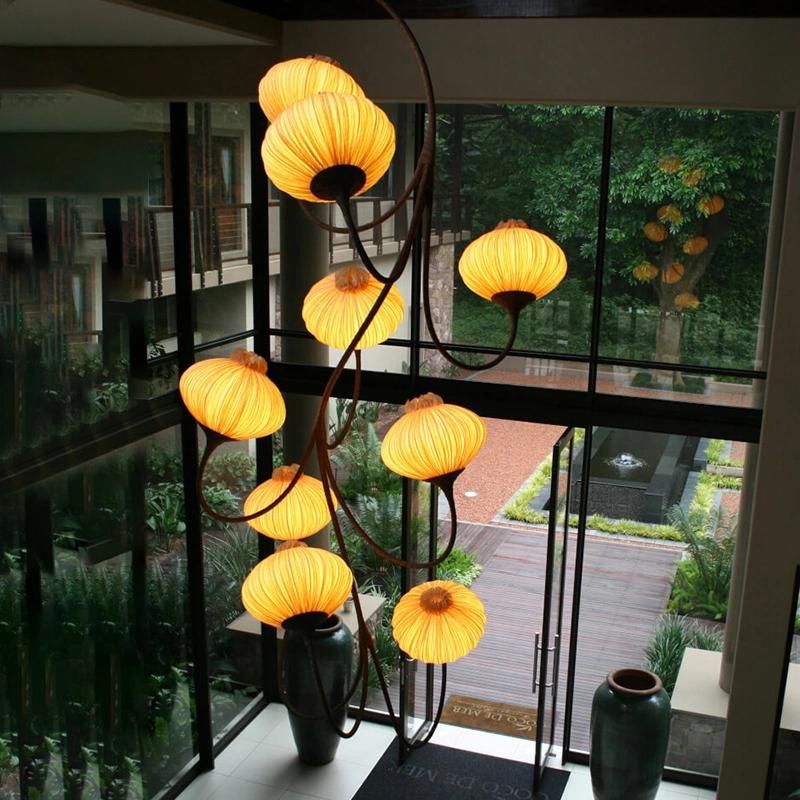 Vintage Lantern Design Chandelier Exhibition Lobby Mall Pendant Lamp Light