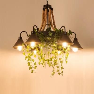 Chandeliers Retro Hemp Rope Chandelier Lamps American Country Restaurant Loft Ceiling Light (WH-VP-155)