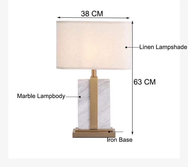 Jlt-16233 Brass Finish Marble Table Lamp for Hotel Lobby Front Desk