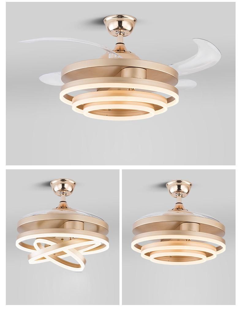 LED Modern Golden Ceiling Fan. with Lamp