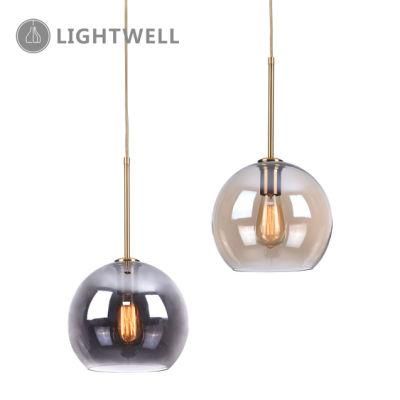 40W Modern Glass Indoor Ceiling Decorative Pendant Light with Smoke and Cognac Color
