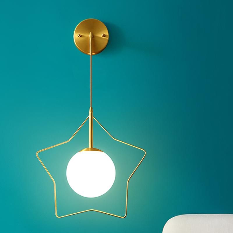 Living Room Copper Bedside Lamp Contracted Bedroom Stair Wall Lamp Star Light