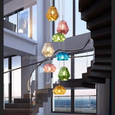 Fashion Modern Acrylic Multi Color Chandelier LED Diamond Hanging Lamp Macaron Pendant Lighting for Wine Bar and Restautant Zf-Cl-093
