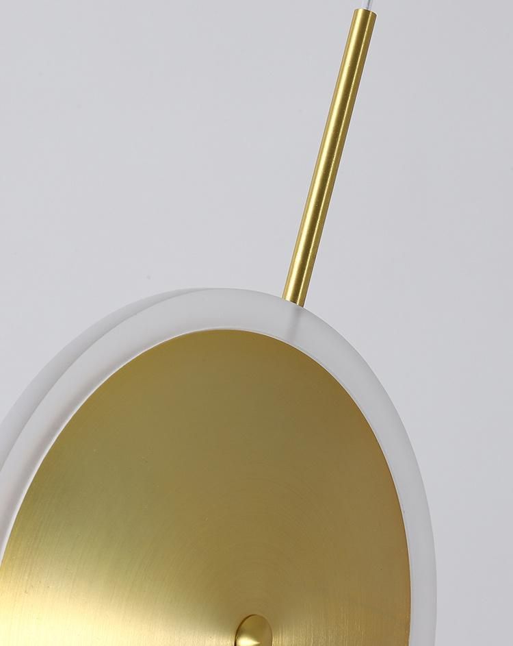 Modern Restaurant Villas Stairs LED Pendant Light, Finished in Brush Brass, with Acrylic Cover