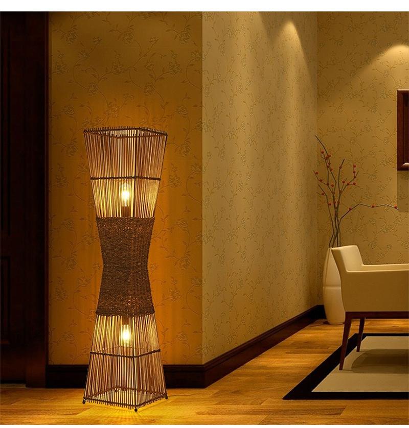 New Chinese and Japanese Southeast Asian Bamboo Decorative Lighting Bamboo Silk Floor Lamp