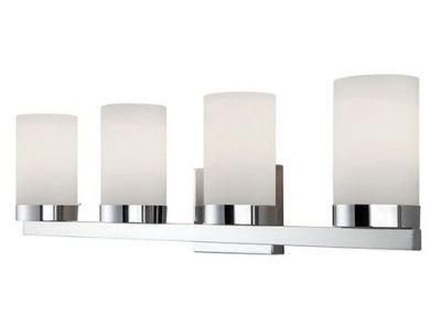 4 Light Chrome Vanity Bath Light Fixture with Opal Glass