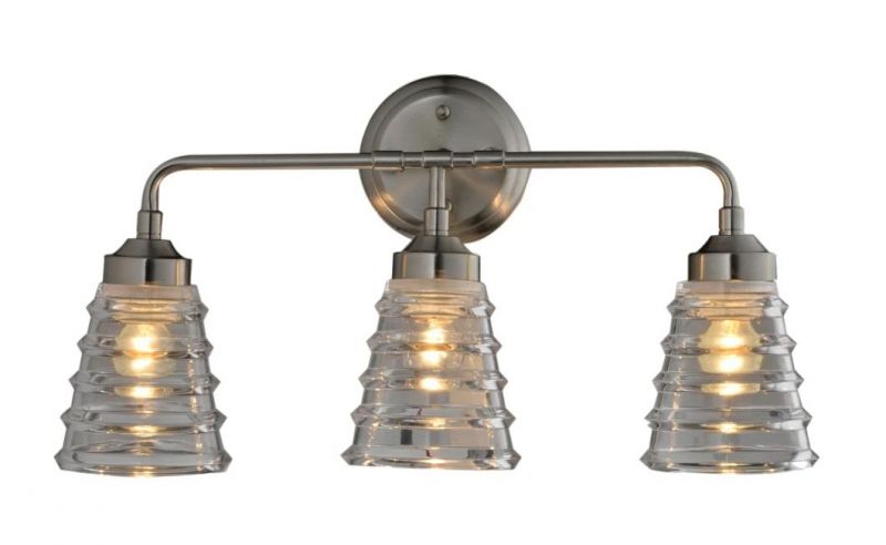 Three Lite E26 Cone Clear Glass Wall Lamp