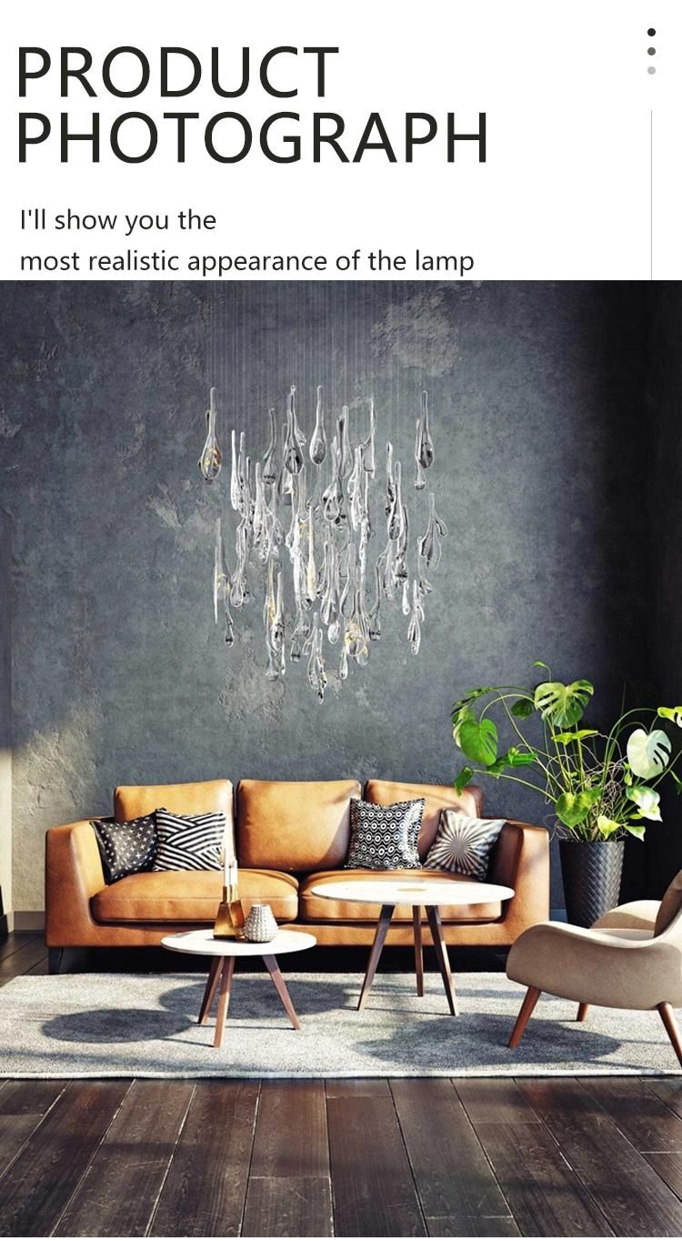 Glass Leaf Decorative Exhibition Hall Villa Stair Engineering Custom Large Luxury Modern LED Chandelier