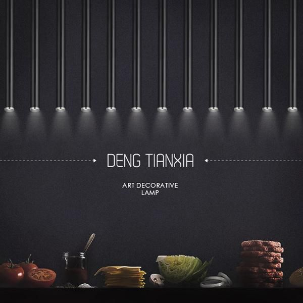 Reception Long Tube Cylinder Metal Hanging Pendant Lamp Adjustable Suspention for Bar Counter