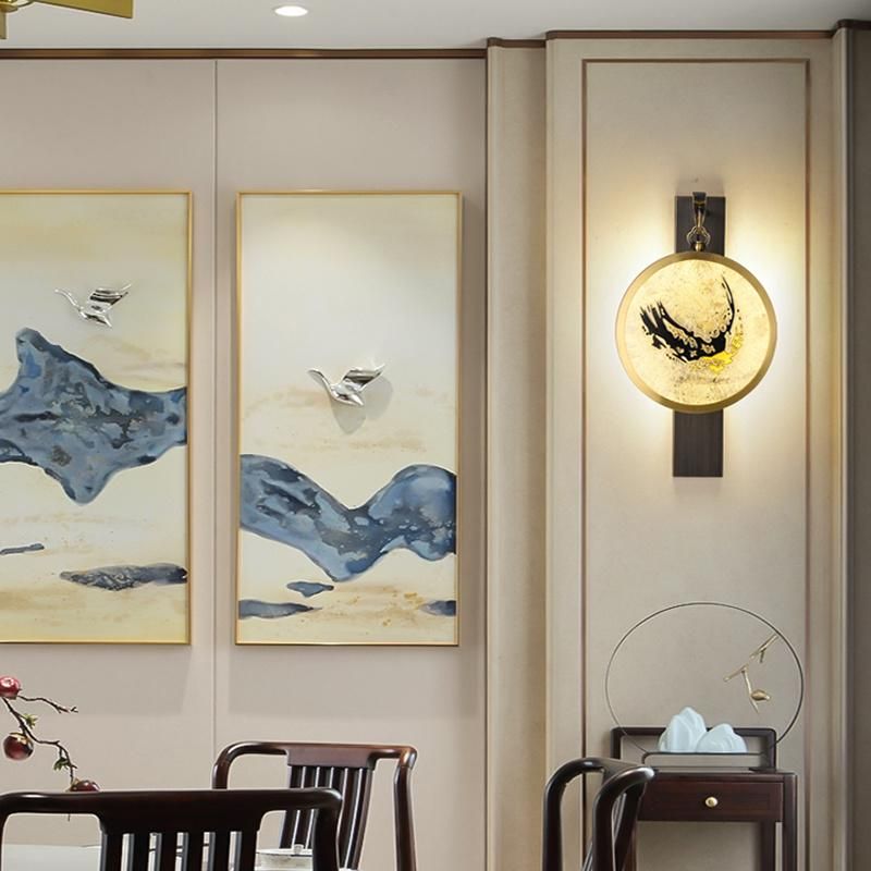 Copper Enamel Color Wall Lamp Chinese Style Light Luxury Living Room Corridor Bedside Light