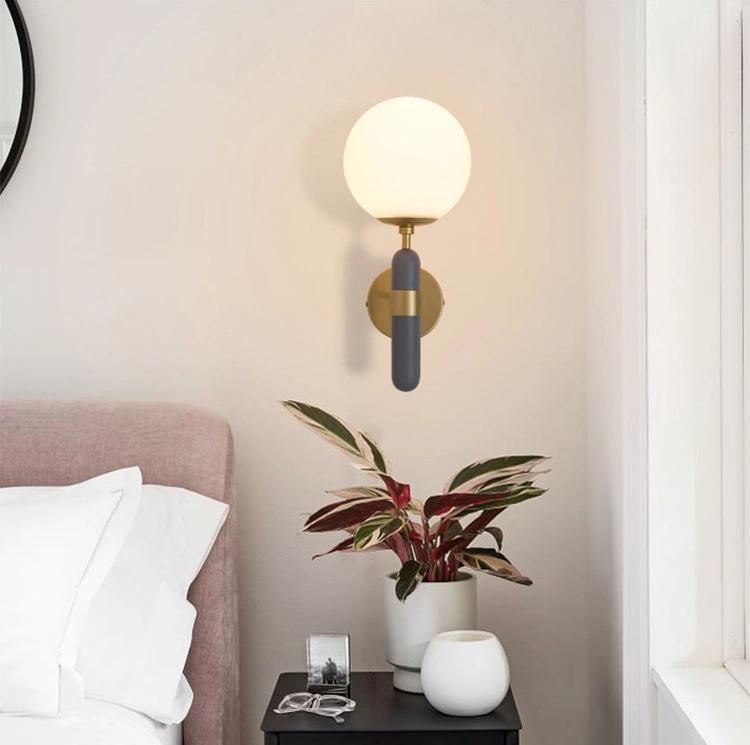 Luxuery Post Modern White Glass Wall Lamp for Bedside Living Room Hotel Stday Room