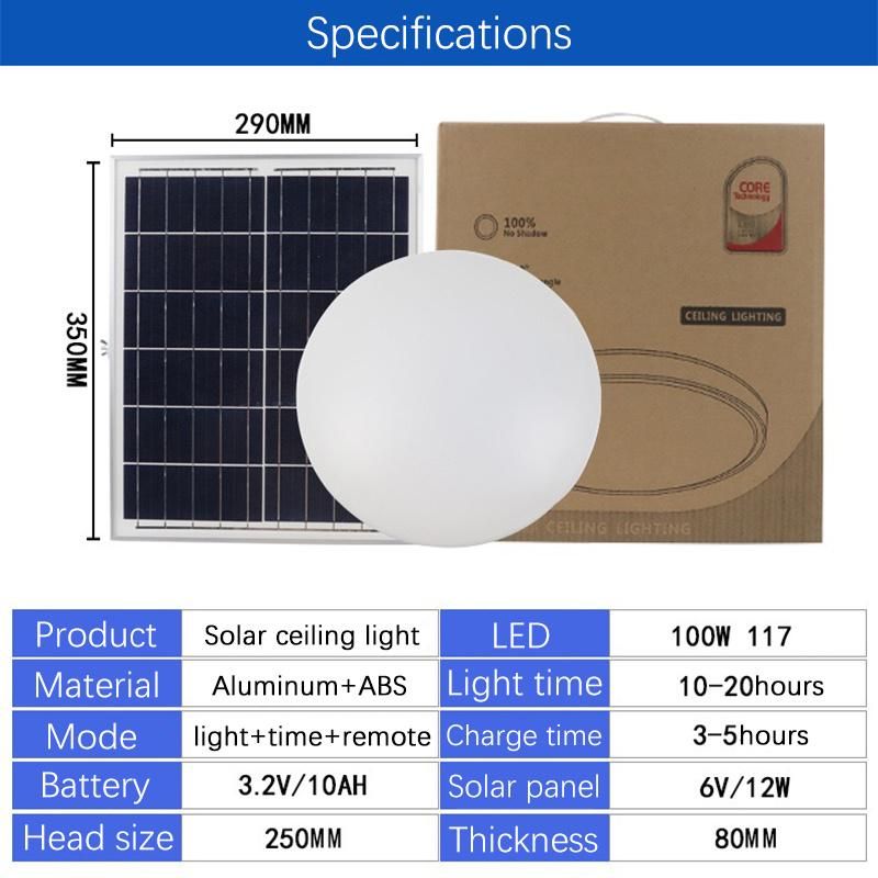 200W Lamp Bulb Ceiling Round Surface Mounted Slim Solar Bar Interior Lighting Downlight LED Panel Light for Bedroom, Washing Room