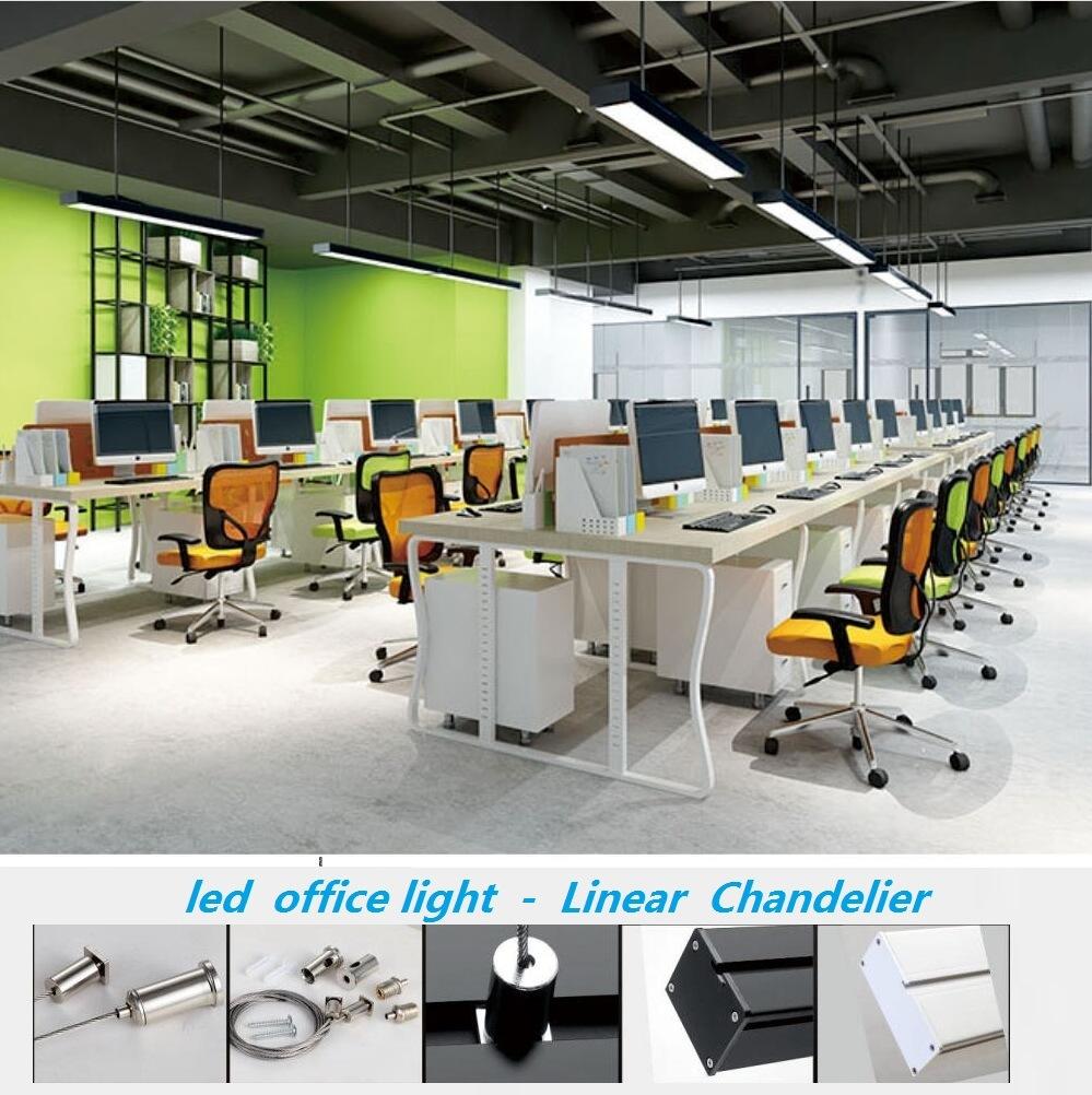 Elegant Design Linear Chandelier Lamp 1200mm 36W 48W LED Pendant Hanging Ceiling Light for Office Supermarket Home
