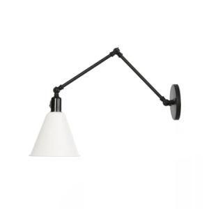 White Swing Arm Wall Lighting Fixture with Lampshade