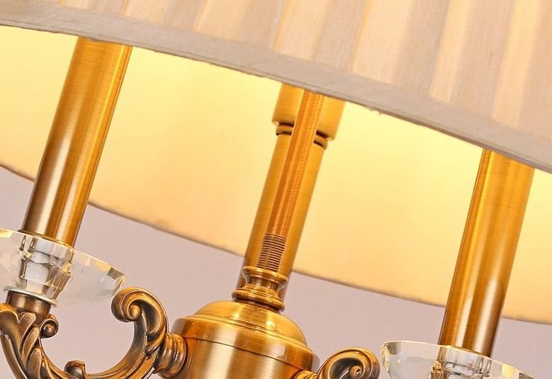 European American Zinc Alloy Crystal Table Lamp Bedroom Living Room Hotel