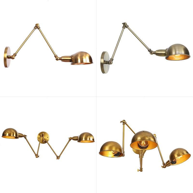 Rotatable Adjustable Bronze Fan Bone Decorative Plug in Cord Swing Arm Wall Light Wall Lamp for Bedside Reading