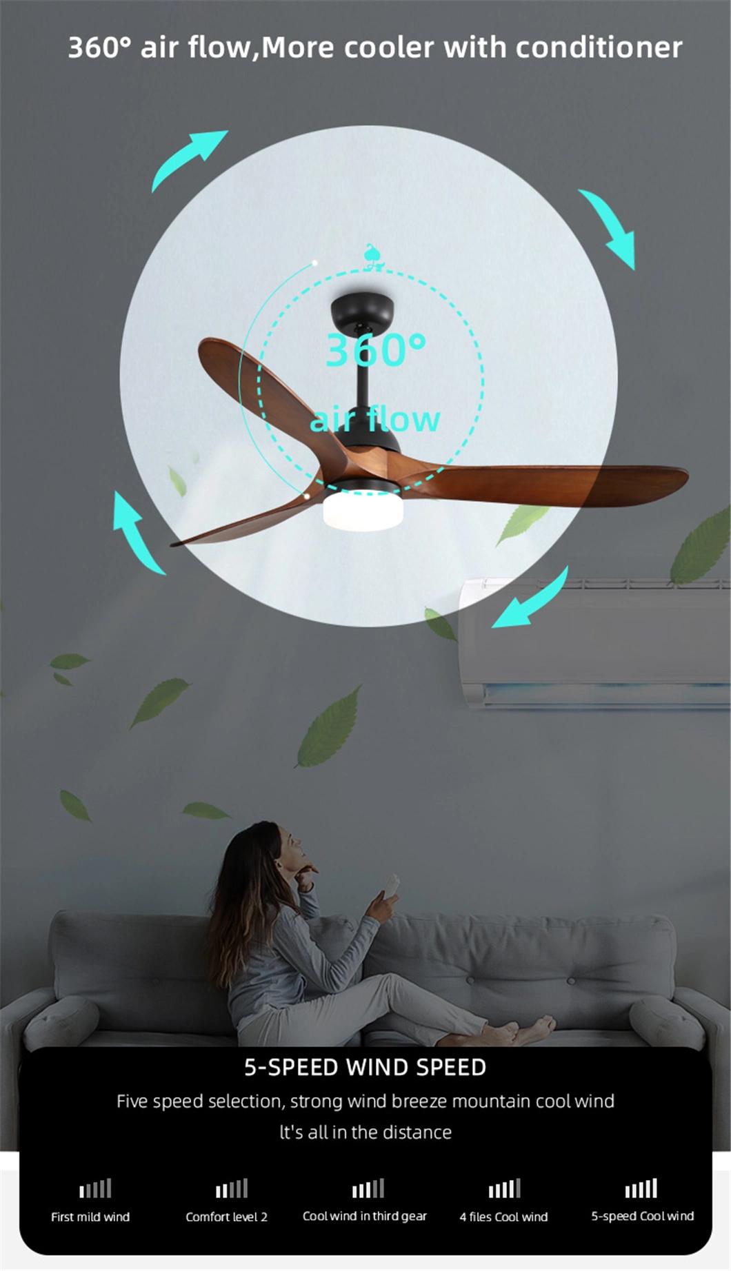 Hot Sale 5 Speed 60 Inch Remote Wall Control Ceiling Fan with White Light