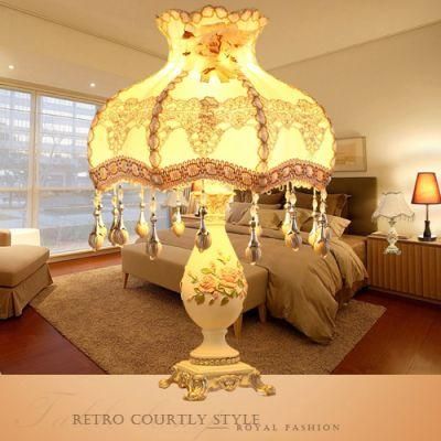 European Lamp Vintage Table Lamp Classical Fabric Bedside Light Indoor Plug Without Bulb