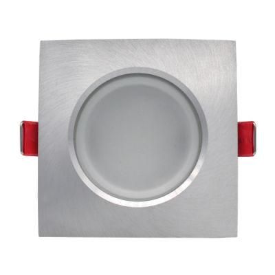 Lathe Aluminum GU10 MR16 Square Fixed Recessed LED Bathroom Downlight (LT2907)