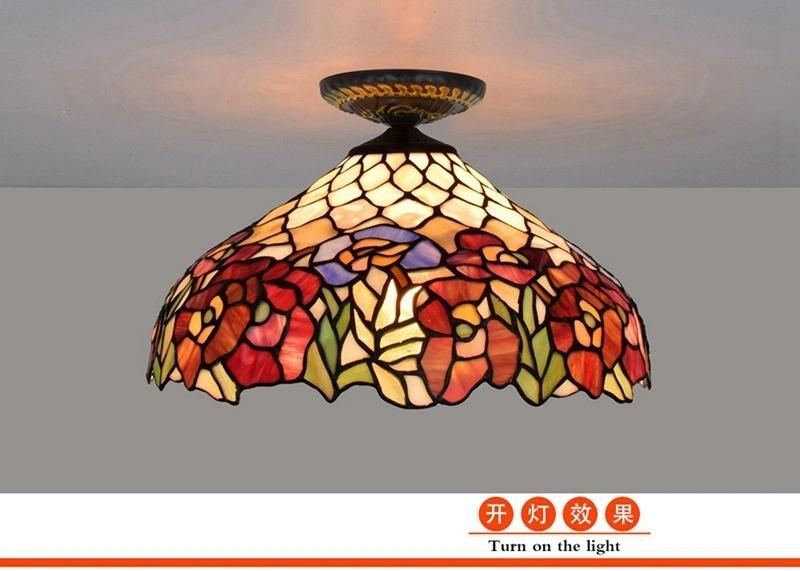 European Countryside Vintage Tiffany Multi-Color Glass Restaurant Bedroom Industrial Lighting Rustic Lamp (WH-TA-27)