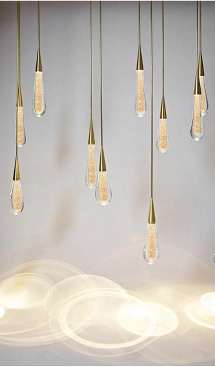 Engineering Customization Raindrop Show Room Hotel Lobby Staircase Modern Luxury LED Chandelier Light