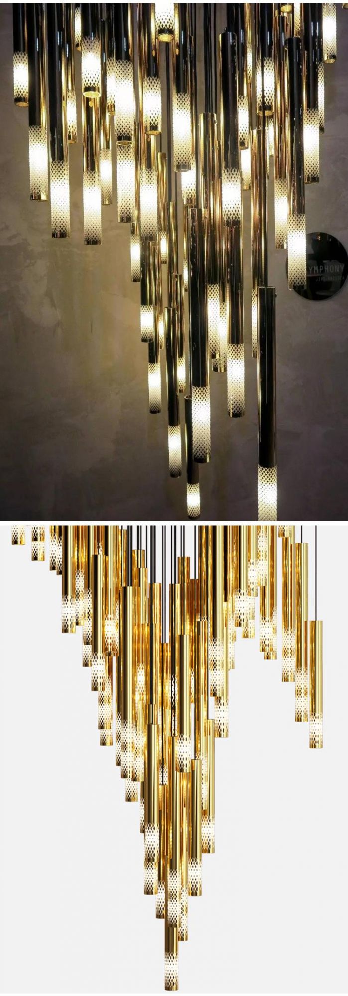 Customized Large Hotel Villa Business Center Metal Rod Long Staircase Chandelier
