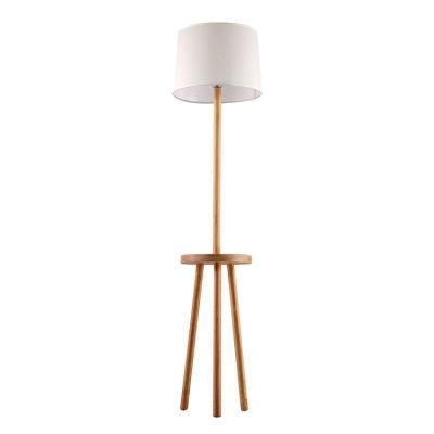 Tripod Wooden Fabric Lampshade Floor Lamp Living-Room Bedroom Lighting